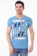 голубой фото Мужская футболка 1027 купить в Одессе по оптовым ценам