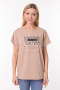 бежевый фото Женская футболка 900685 купить в Одессе по оптовым ценам