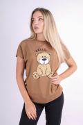 коричневый фото Женская футболка 1062 купить в Одессе по оптовым ценам