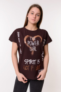 коричневый фото Женская футболка К9.0683 купить в Одессе по оптовым ценам
