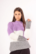 фиолетовый-белый-серый фото Женский свитер 4016 купить в Одессе по оптовым ценам