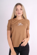 коричневый фото Женская футболка 1082 купить в Одессе по оптовым ценам