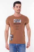 коричневый фото Мужская футболка 01003 купить в Одессе по оптовым ценам