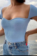 голубой фото Женский топ 1388 купить в Одессе по оптовым ценам