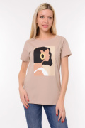 бежевый фото Женская футболка 900610 купить в Одессе по оптовым ценам