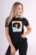 черный фото Женская футболка 1076 купить в Одессе по оптовым ценам