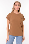 коричневый фото Женская футболка 900705 купить в Одессе по оптовым ценам
