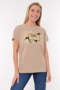 бежевый фото Женская футболка 900691 купить в Одессе по оптовым ценам