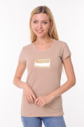 бежевый фото Женская футболка 900683 купить в Одессе по оптовым ценам