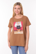 коричневый фото Женская футболка 900760 купить в Одессе по оптовым ценам