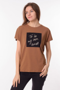 коричневый фото Женская футболка 900732 купить в Одессе по оптовым ценам