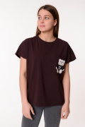 коричневый фото Женская футболка К9.0681 купить в Одессе по оптовым ценам