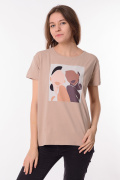 бежевый фото Женская футболка 900764 купить в Одессе по оптовым ценам
