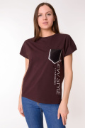 коричневый фото Женская футболка K9.00719 купить в Одессе по оптовым ценам