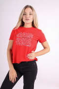 красный фото Женская футболка 1077 купить в Одессе по оптовым ценам