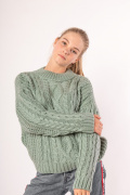 оливковый фото Женский свитер 4018 купить в Одессе по оптовым ценам